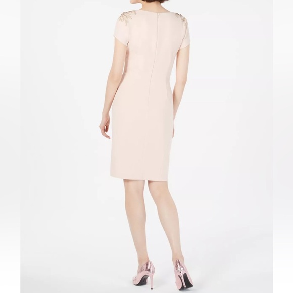 CALVIN KLEIN Pink Short Sleeve Above The Knee Sheath Dress - Flawed - Reemoly - Picture 2 of 3